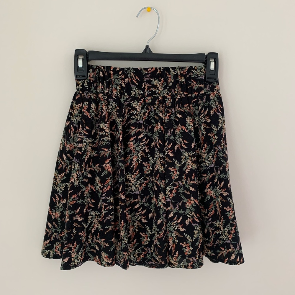 Black flower patterned skirt